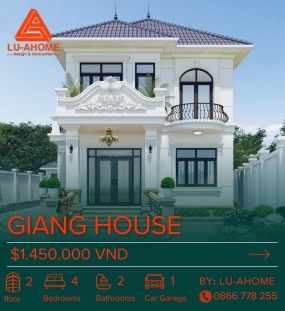 Mẫu Biệt Thự Mái Nhật 2 Tầng